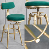 Contemporary Iron Adjustable Height Bar Stool Upholstered Bar Stool with Footrest