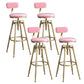 Contemporary Iron Adjustable Height Bar Stool Upholstered Bar Stool with Footrest