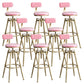 Contemporary Iron Adjustable Height Bar Stool Upholstered Bar Stool with Footrest