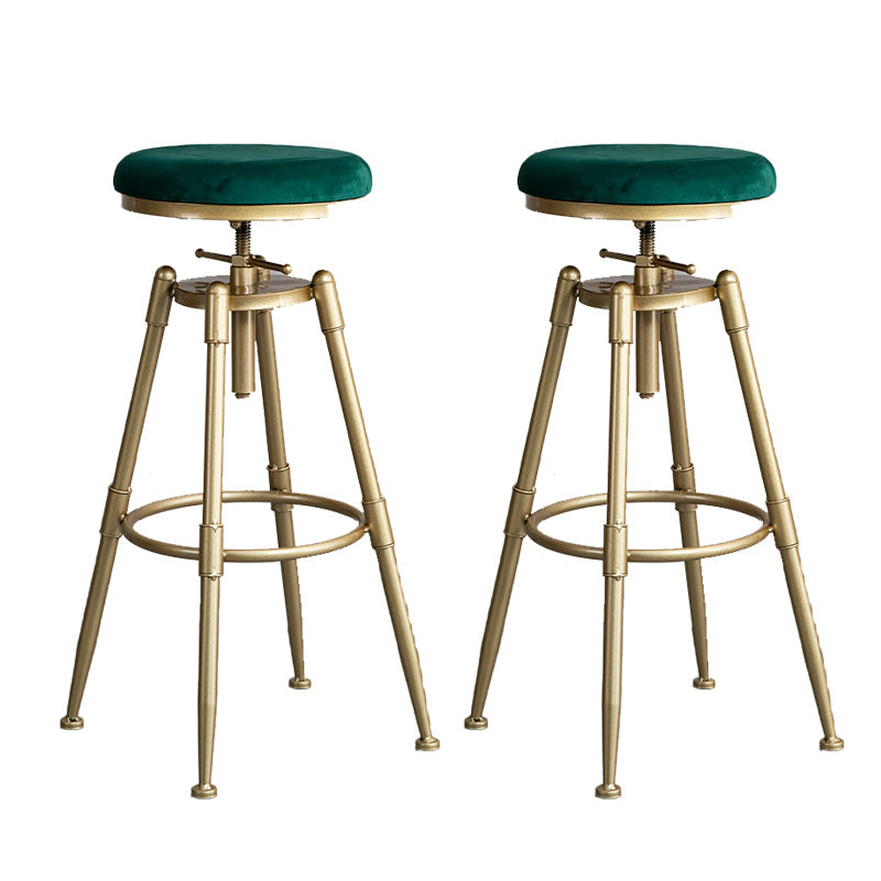 Contemporary Iron Adjustable Height Bar Stool Upholstered Bar Stool with Footrest