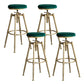Contemporary Iron Adjustable Height Bar Stool Upholstered Bar Stool with Footrest