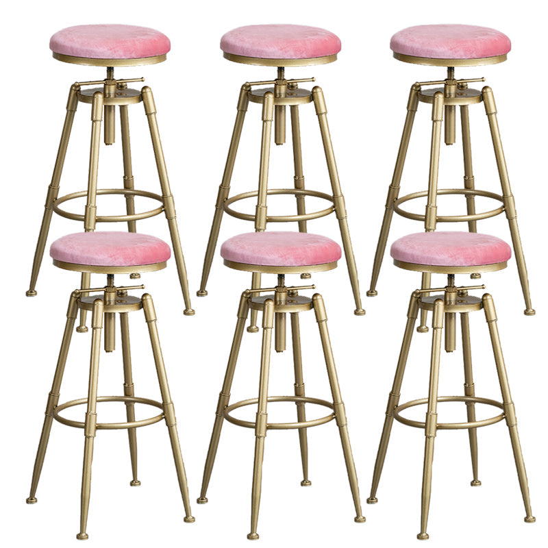 Contemporary Iron Adjustable Height Bar Stool Upholstered Bar Stool with Footrest