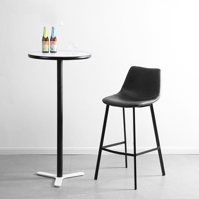 Contemporary Leather Bar Height Stool Metal Base Bar Stool for Living Room