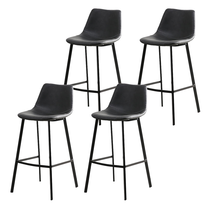 Contemporary Leather Bar Height Stool Metal Base Bar Stool for Living Room