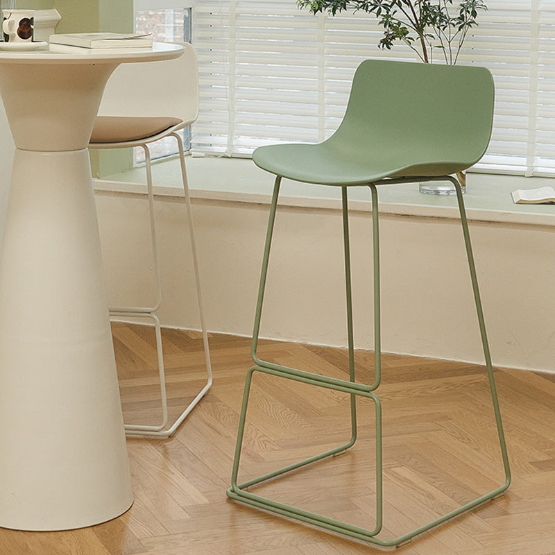 Scandinavian Low Back Bar Stool Plastic Stool with Metal Base