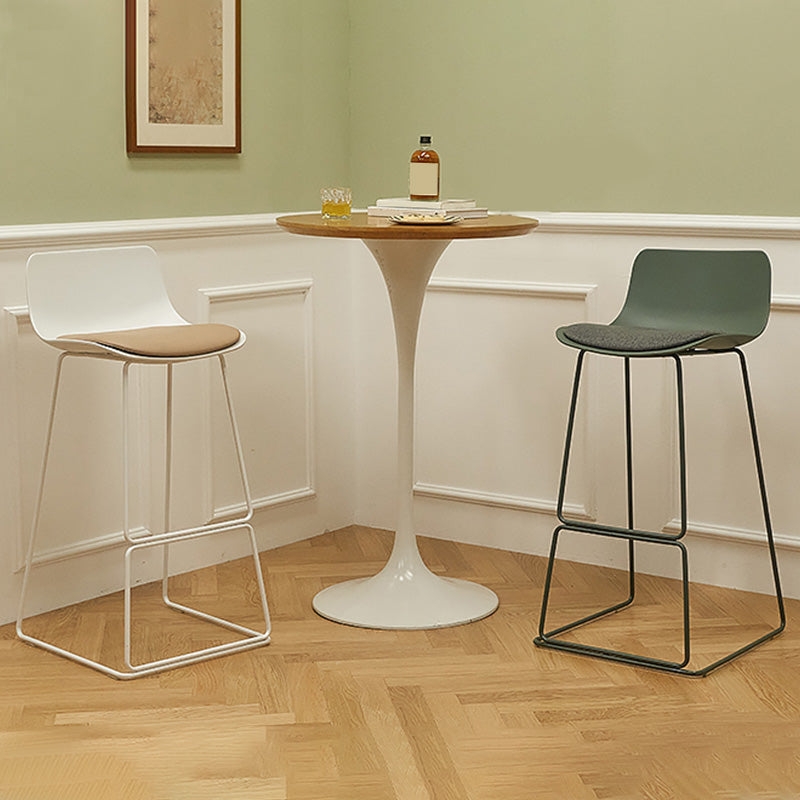 Scandinavian Low Back Bar Stool Plastic Stool with Metal Base