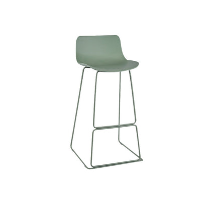 Scandinavian Low Back Bar Stool Plastic Stool with Metal Base