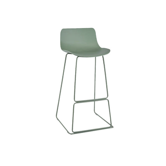 Scandinavian Low Back Bar Stool Plastic Stool with Metal Base Green 1 Piece