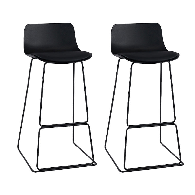 Scandinavian Low Back Bar Stool Plastic Stool with Metal Base