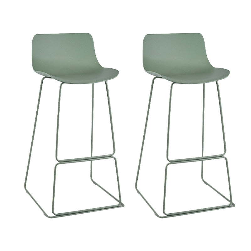 Scandinavian Low Back Bar Stool Plastic Stool with Metal Base