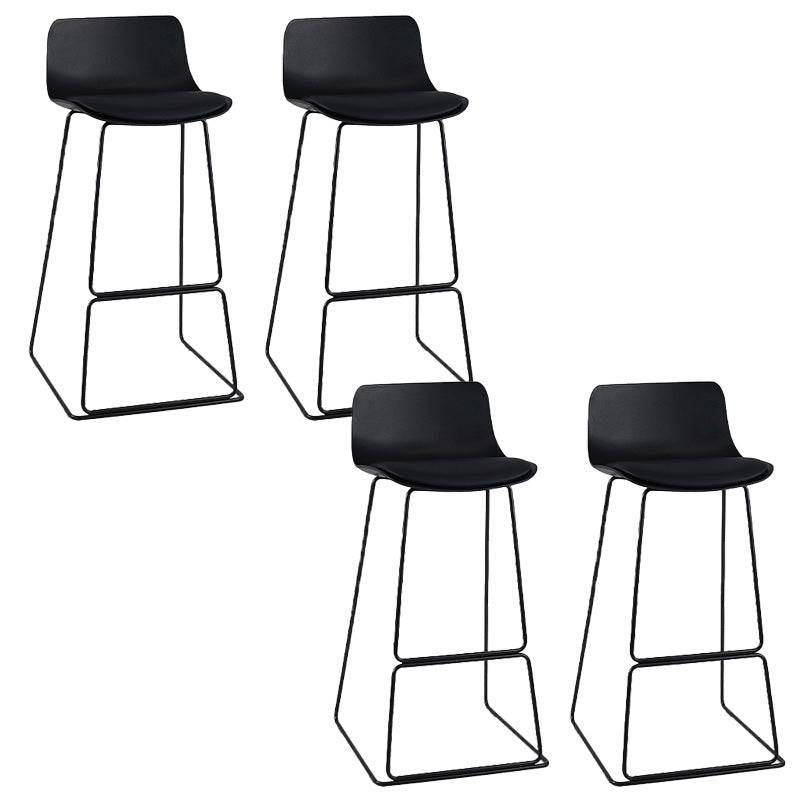 Scandinavian Low Back Bar Stool Plastic Stool with Metal Base