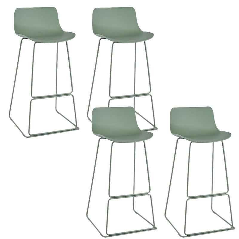 Scandinavian Low Back Bar Stool Plastic Stool with Metal Base