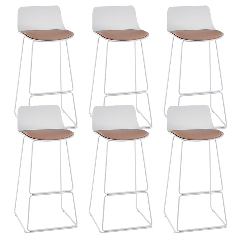 Scandinavian Low Back Bar Stool Plastic Stool with Metal Base