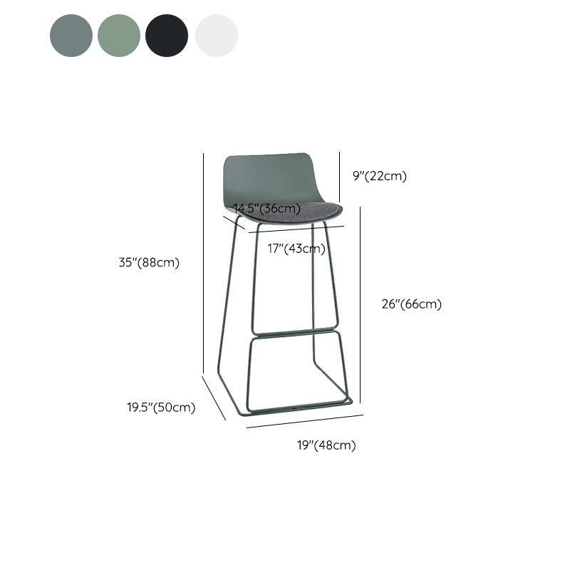 Scandinavian Low Back Bar Stool Plastic Stool with Metal Base