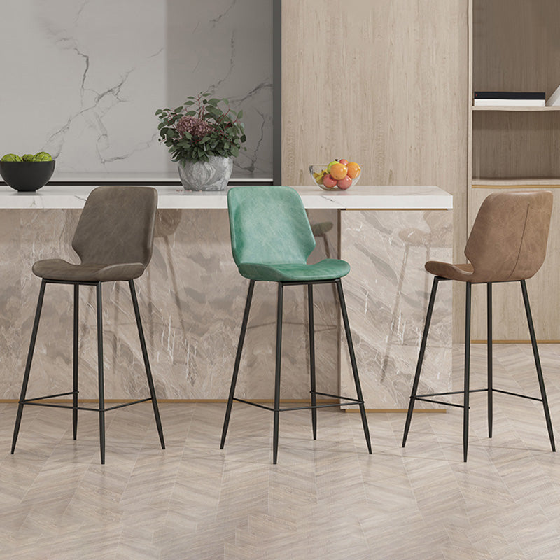 Contemporary Leather Counter Stool Armless Stool with Metal Legs