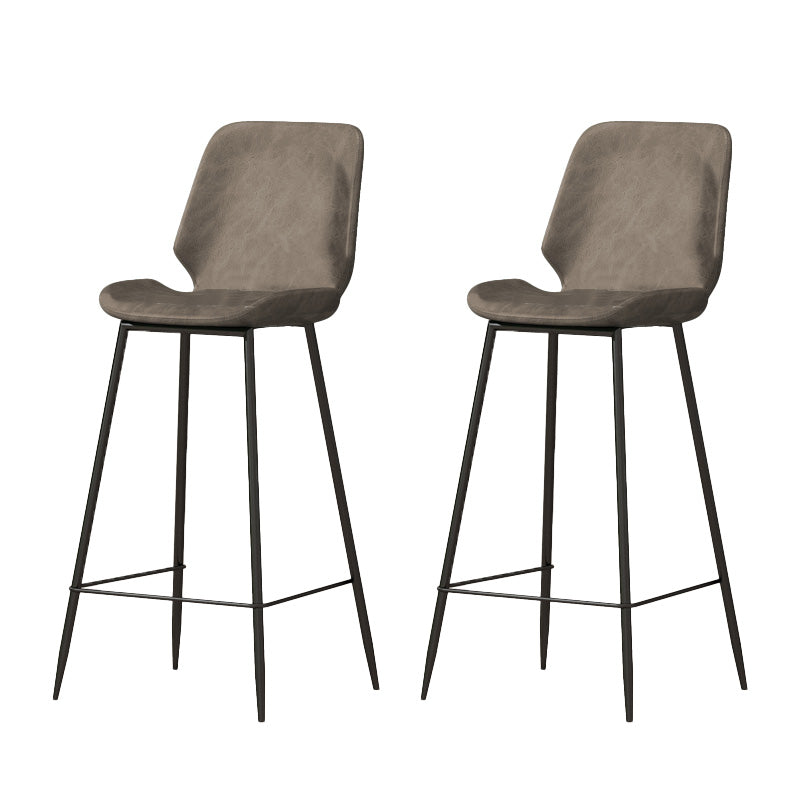Contemporary Leather Counter Stool Armless Stool with Metal Legs