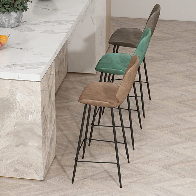 Contemporary Leather Counter Stool Armless Stool with Metal Legs