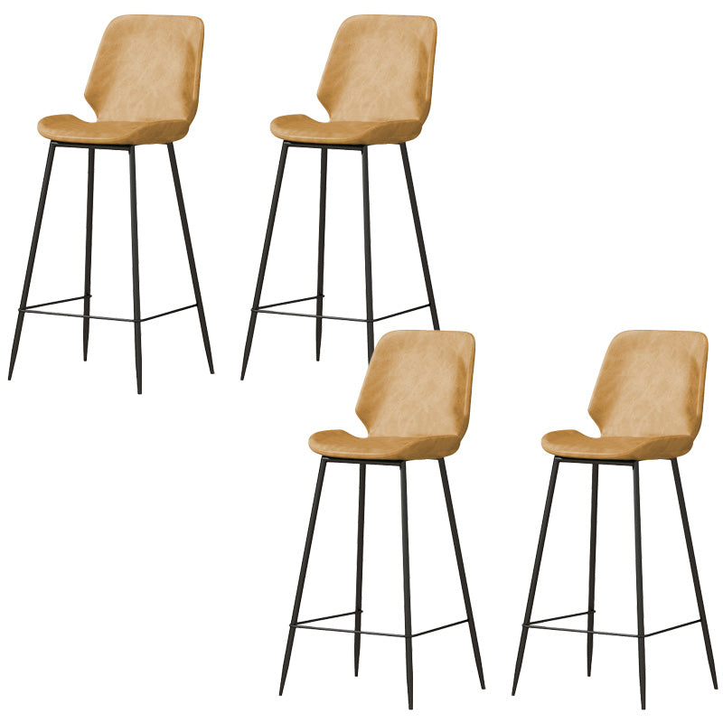 Contemporary Leather Counter Stool Armless Stool with Metal Legs