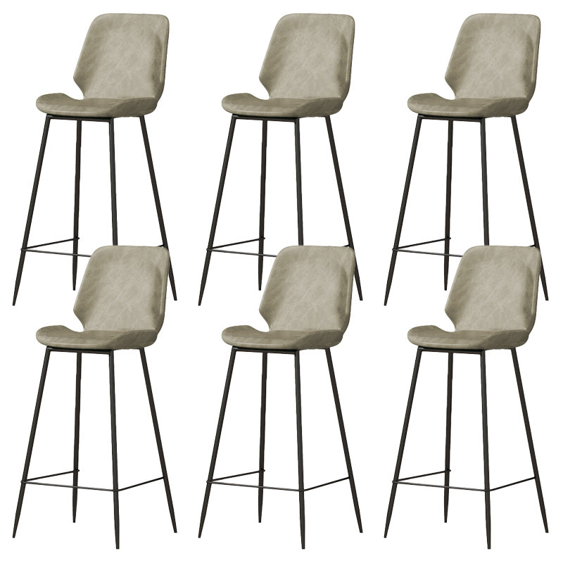 Contemporary Leather Counter Stool Armless Stool with Metal Legs