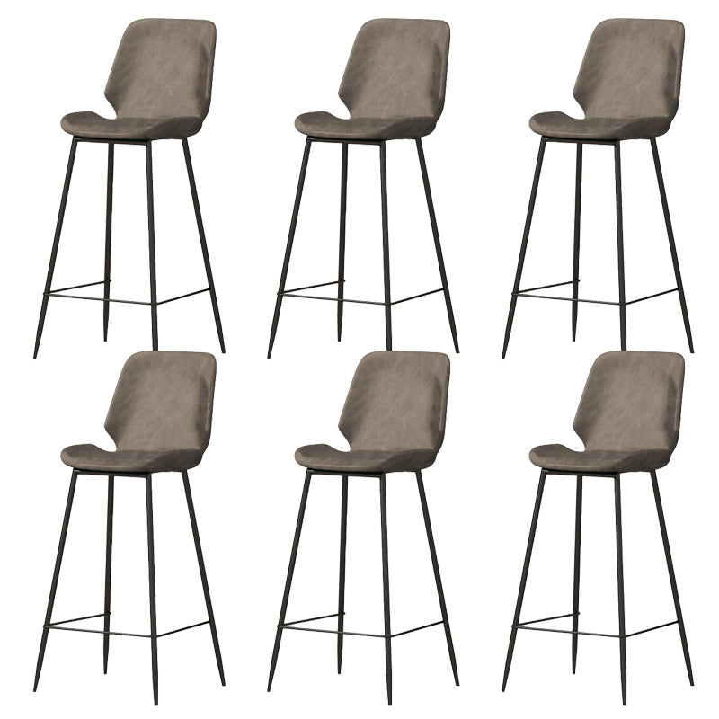 Contemporary Leather Counter Stool Armless Stool with Metal Legs