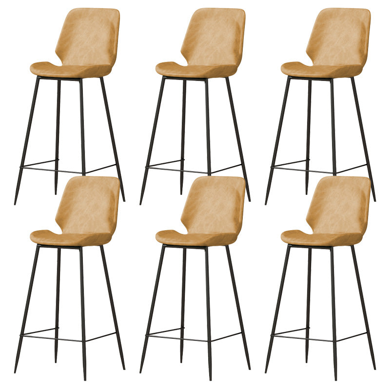 Contemporary Leather Counter Stool Armless Stool with Metal Legs