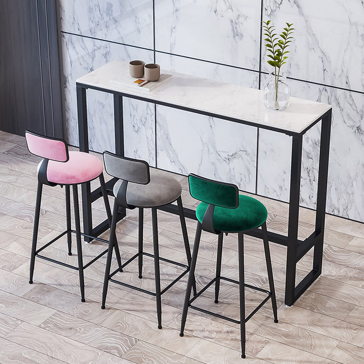 Modern Armless Backrest Counter Stool Iron Balcony Bar Stool with Cushion and Pedal