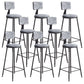 Modern Armless Backrest Counter Stool Iron Balcony Bar Stool with Cushion and Pedal