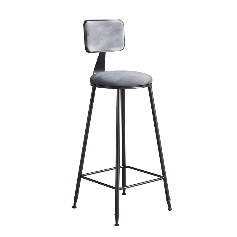 Modern Armless Backrest Counter Stool Iron Balcony Bar Stool with Cushion and Pedal