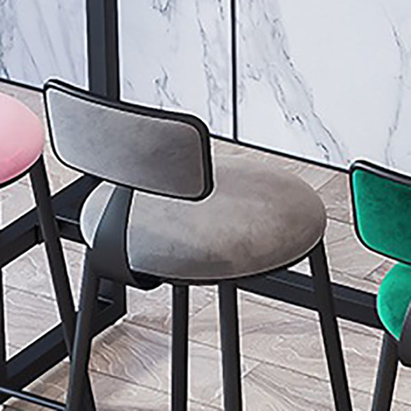 Modern Armless Backrest Counter Stool Iron Balcony Bar Stool with Cushion and Pedal