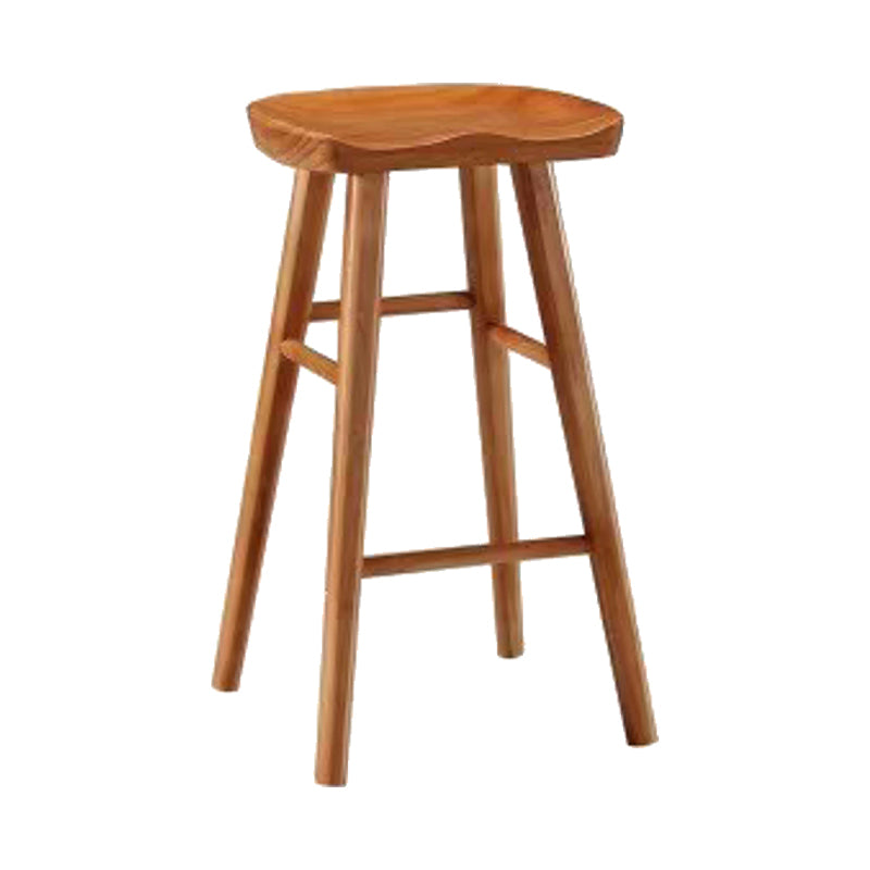 Industrial Counter High Stool Solid Wood Backless Bar Stool with 4 Legs