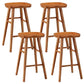 Industrial Counter High Stool Solid Wood Backless Bar Stool with 4 Legs