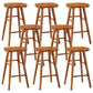 Industrial Counter High Stool Solid Wood Backless Bar Stool with 4 Legs
