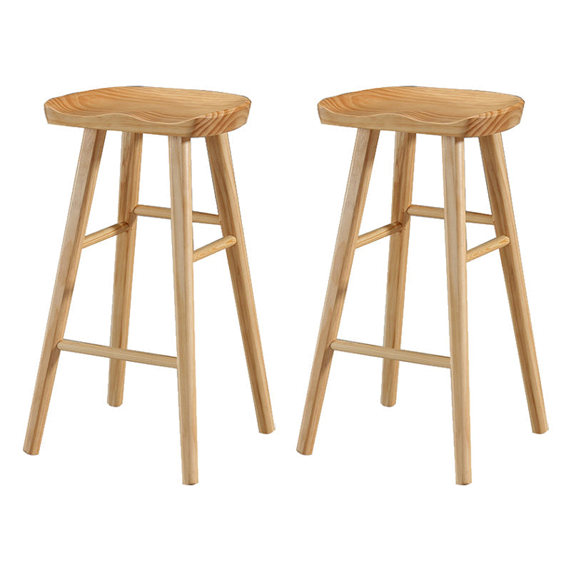 Modern Armless Backless Counter Stool Pine Wood Cafe Bar Stool with Pedal