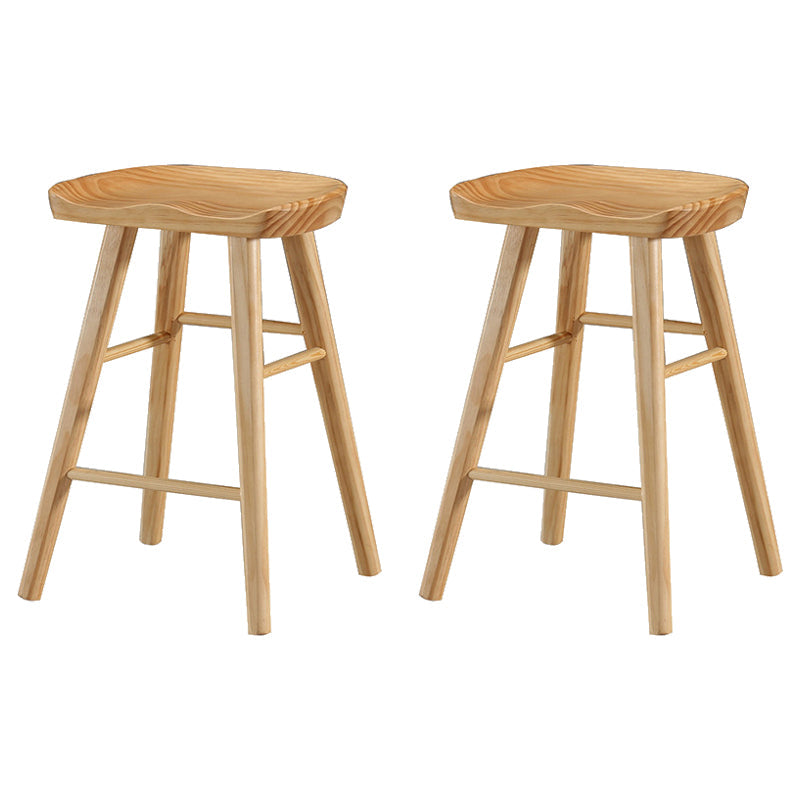 Modern Armless Backless Counter Stool Pine Wood Cafe Bar Stool with Pedal