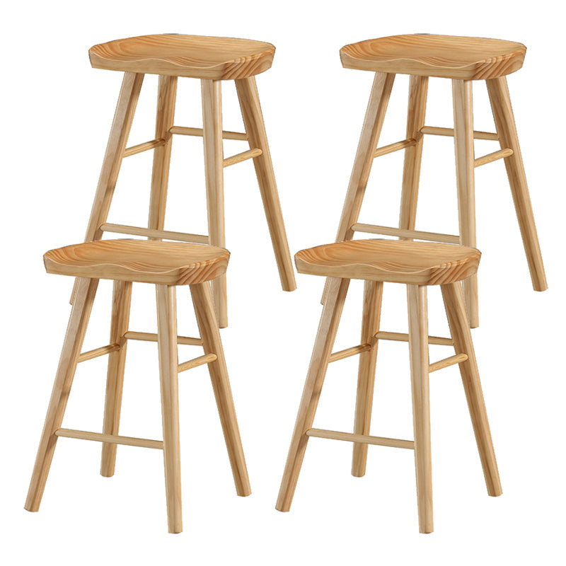Modern Armless Backless Counter Stool Pine Wood Cafe Bar Stool with Pedal