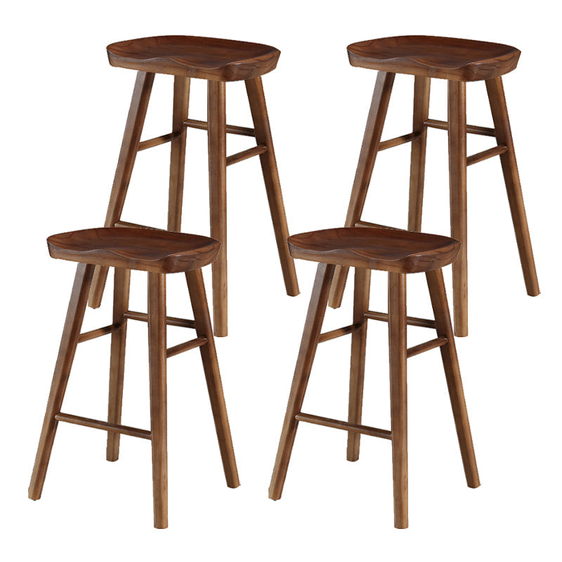 Modern Armless Backless Counter Stool Pine Wood Cafe Bar Stool with Pedal