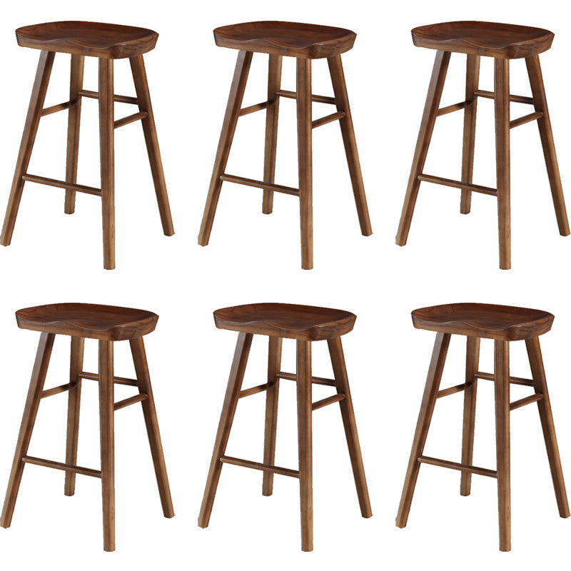 Modern Armless Backless Counter Stool Pine Wood Cafe Bar Stool with Pedal
