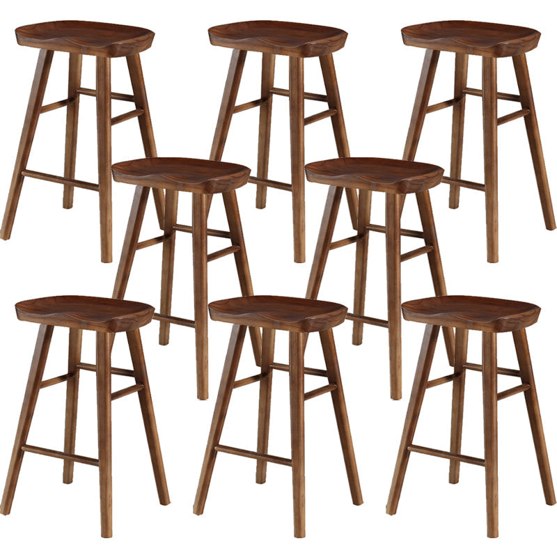Modern Armless Backless Counter Stool Pine Wood Cafe Bar Stool with Pedal