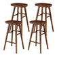 Modern Armless Backless Counter Stool Pine Wood Cafe Bar Stool with Pedal