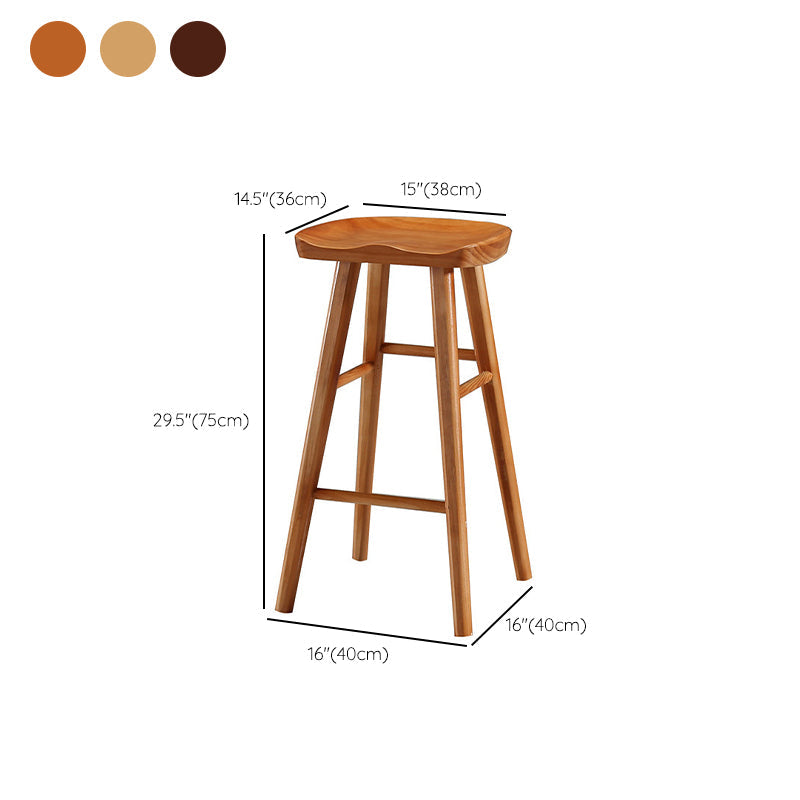 Modern Armless Backless Counter Stool Pine Wood Cafe Bar Stool with Pedal