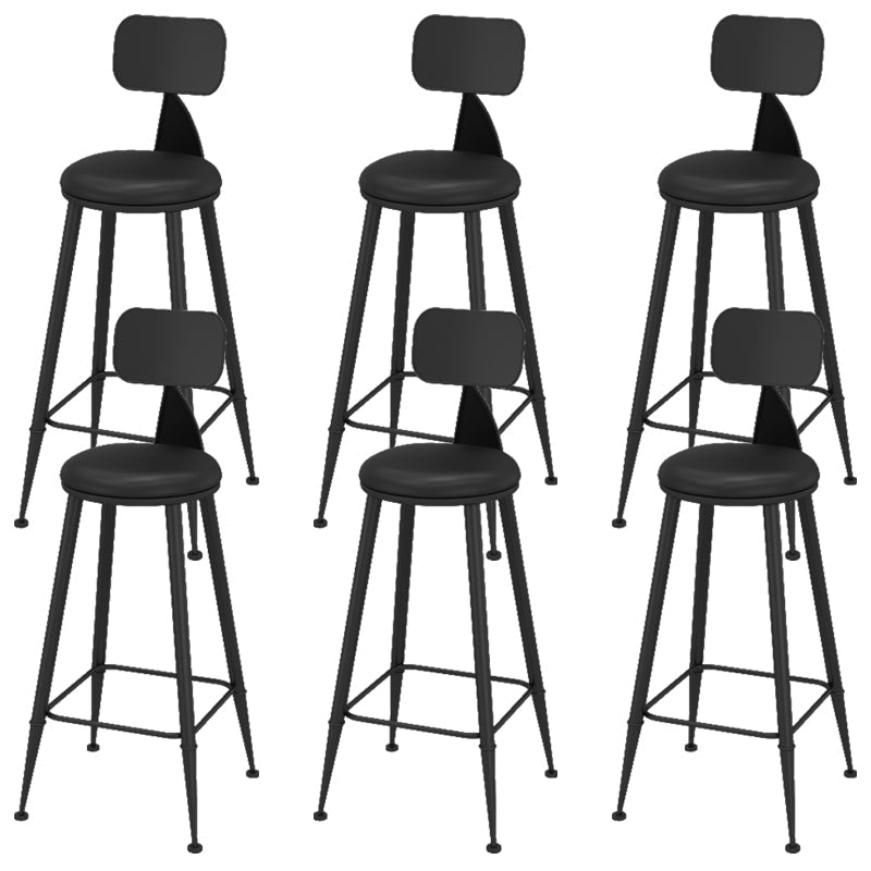 Contemporary Faux Leather Counter Stools Metal Bar Stools for Home Use
