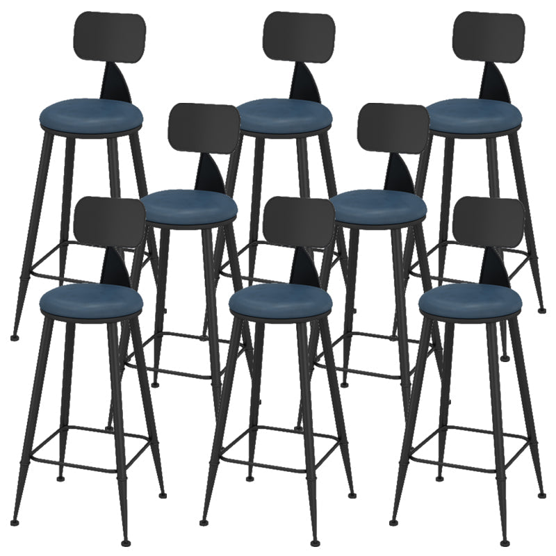 Contemporary Faux Leather Counter Stools Metal Bar Stools for Home Use