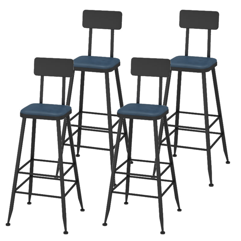 Contemporary Faux Leather Counter Stools Metal Bar Stools for Home Use