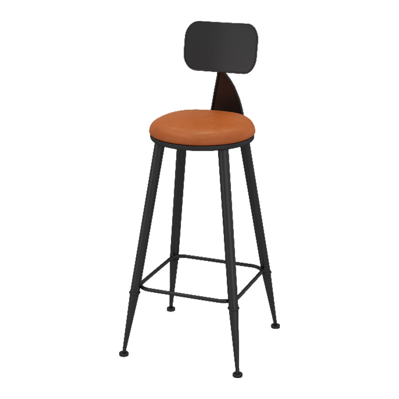 Contemporary Faux Leather Counter Stools Metal Bar Stools for Home Use