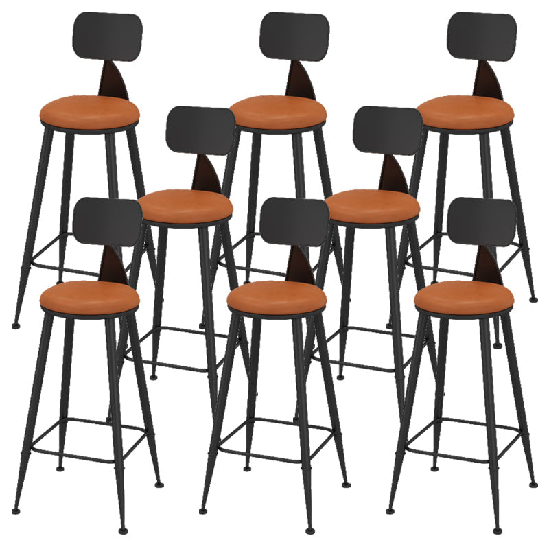 Contemporary Faux Leather Counter Stools Metal Bar Stools for Home Use