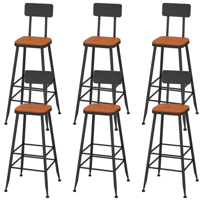 Contemporary Faux Leather Counter Stools Metal Bar Stools for Home Use