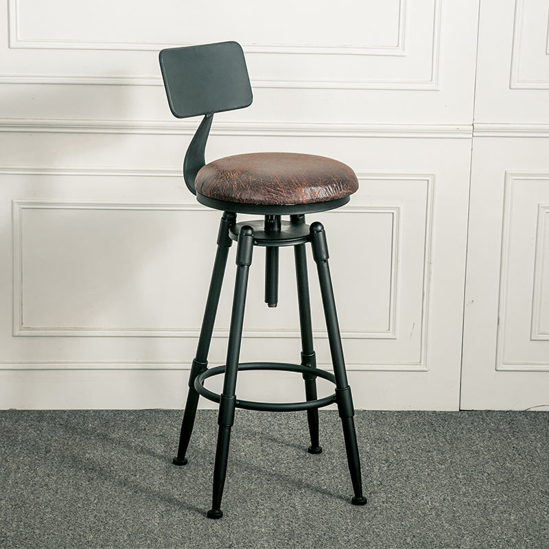 Industrial Armless Rotatable Counter Stool Iron Bar Stool with  Pedal