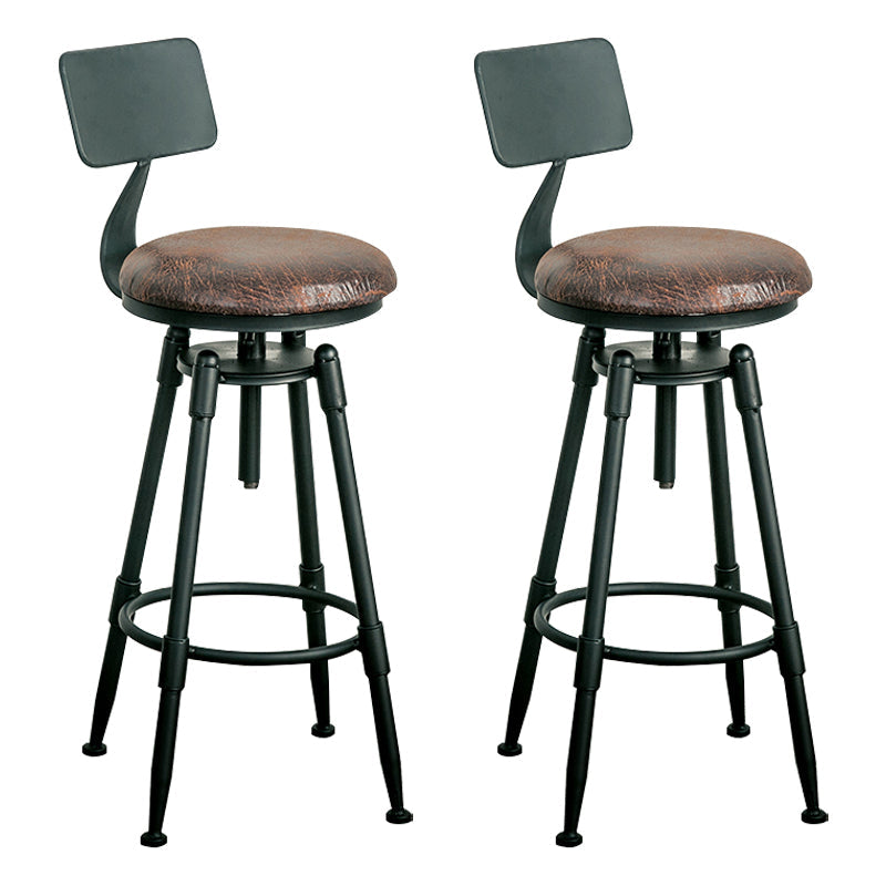 Industrial Armless Rotatable Counter Stool Iron Bar Stool with  Pedal
