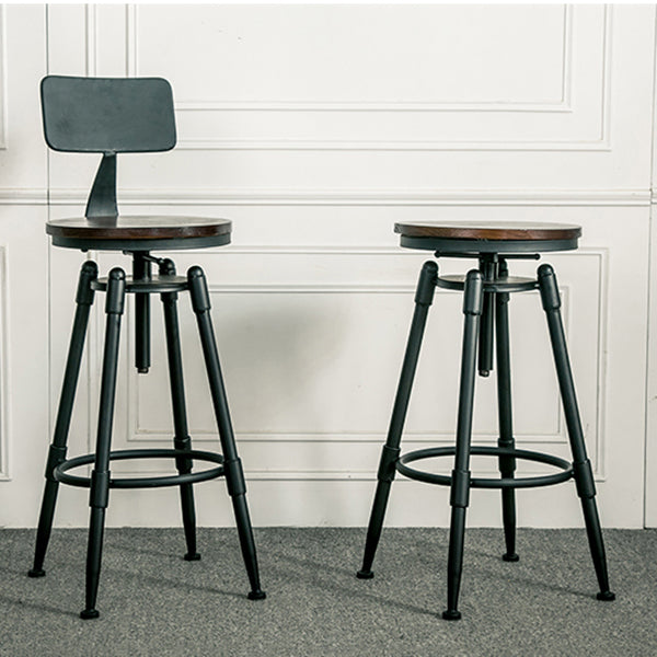 Industrial Armless Rotatable Counter Stool Iron Bar Stool with  Pedal
