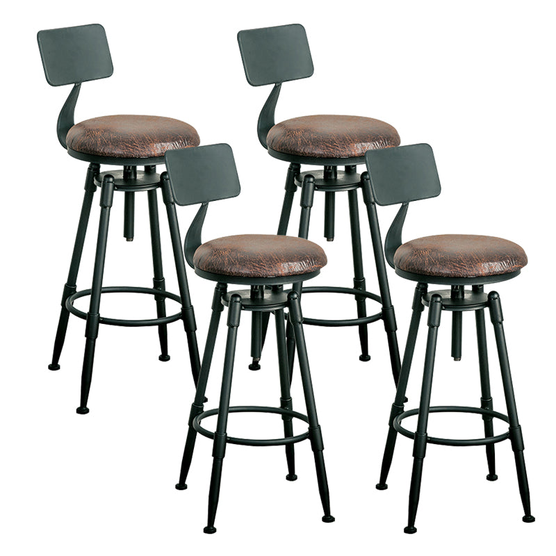 Industrial Armless Rotatable Counter Stool Iron Bar Stool with  Pedal